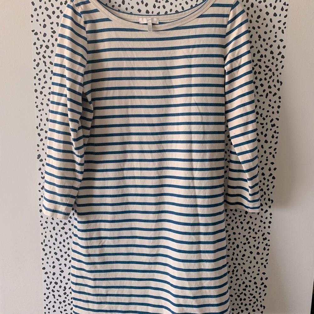 Joie Long Sleeve Blue and Cream Striped Dress